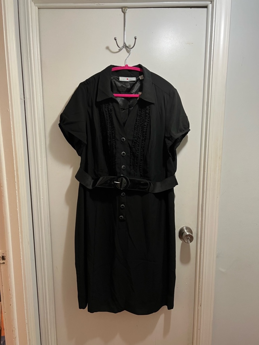 Avenue Black Shirt Midi Dress with Belt
